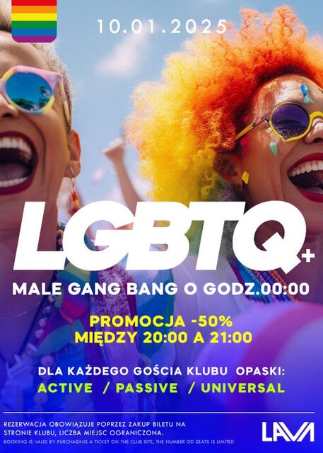 10.01.2025 r. – PIĄTEK - LGBTQ+ BI MALE GANG BANG - LavaClub