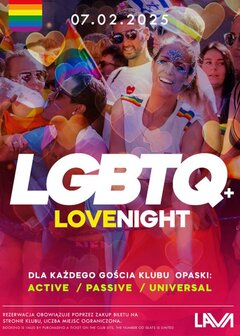 07.02.2025 r. – PIĄTEK - LGBTQ+ LOVE NIGHT