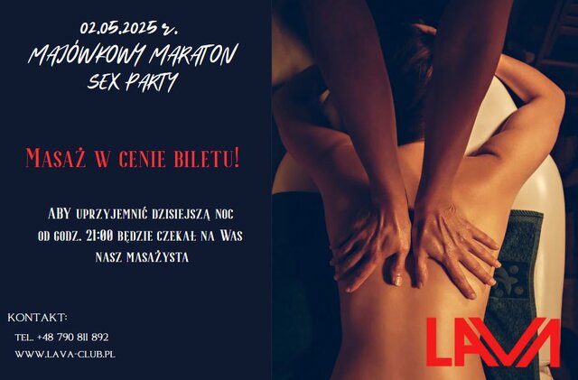 02.05.25 r. - PIĄTEK - MAJÓWKOWY MARATON - MASAŻ - LavaClub