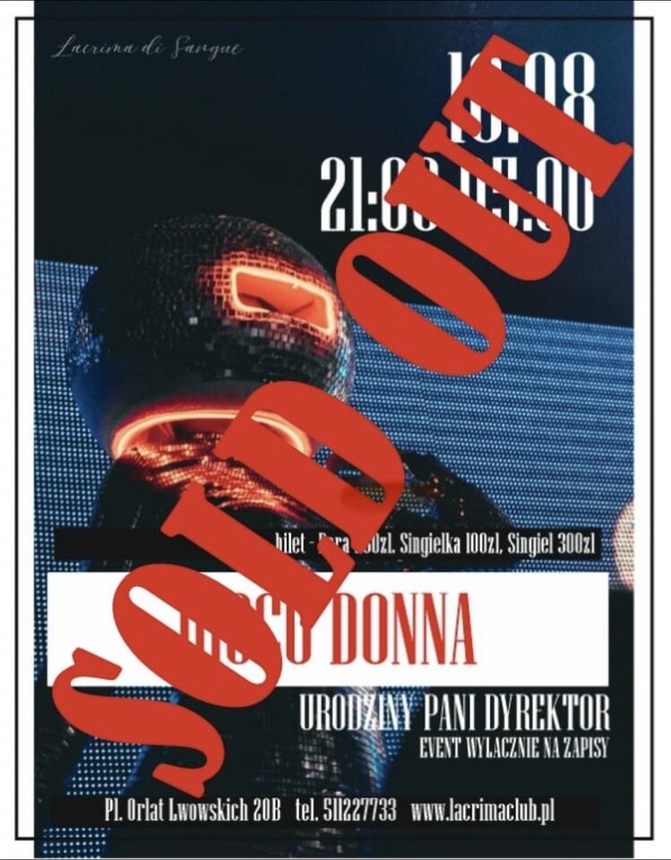 DISCO DONNA 16.08– Kicz spotyka klasę. Seks spotyka disco. - LaCrimadiSangue
