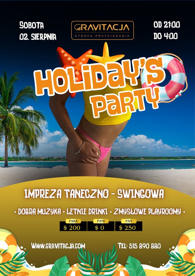 🌴 HOLIDAY’S PARTY  w Gravitacji! - ClubGravitacja