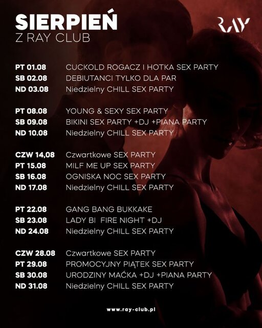 HARMONOGRAM NA SIERPIEŃ W KLUBIE RAY - RayClub