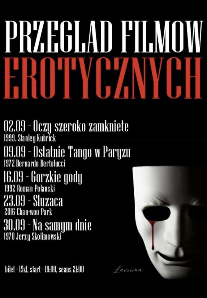 PRZEGLĄD KINA EROTYCZNEGO - wrześniowe wtorki w Lacrima - LaCrimadiSangue