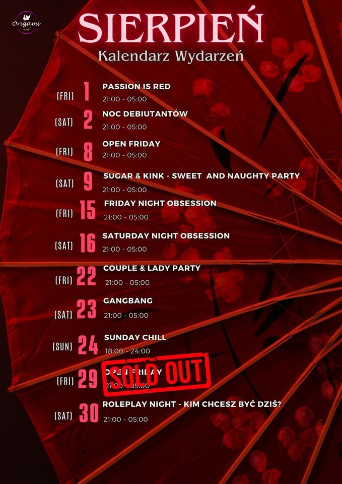 AKTUALIZACJA! KALENDARZ WYDARZEŃ!! SIERPIEŃ  2025! UWAGA 29 SI - Origamiclub