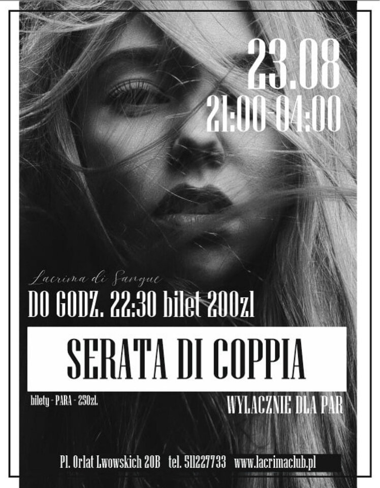 SOBOTA 23 SIERPNIA SERATA DI COPPIA - TYLKO DLA PAR - LaCrimadiSangue