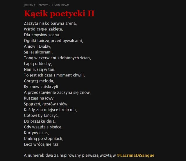 KĄCIK POETYCKI - LaCrimadiSangue
