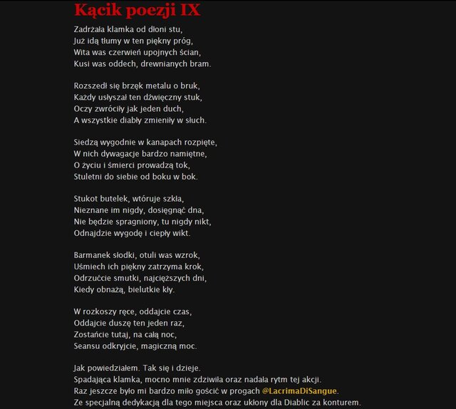 KĄCIK POETYCKI - LaCrimadiSangue