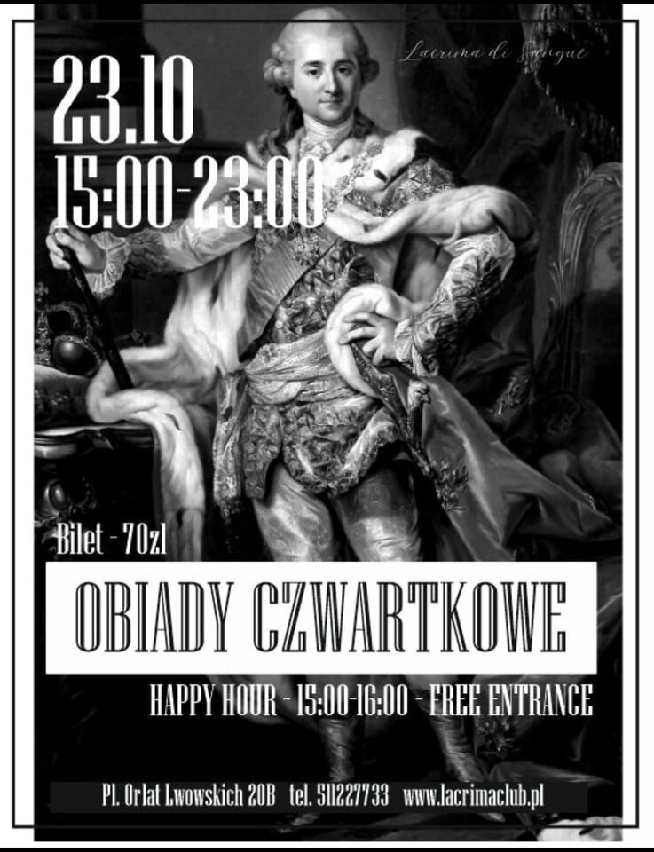 CZWARTEK 23.10 - OBIADY CZWARTKOWE - LaCrimadiSangue