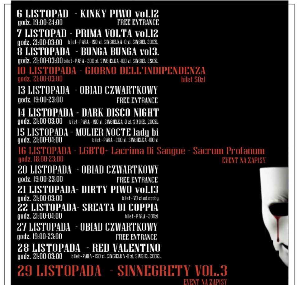 KALENDARZ NA LISTOPAD - LaCrimadiSangue